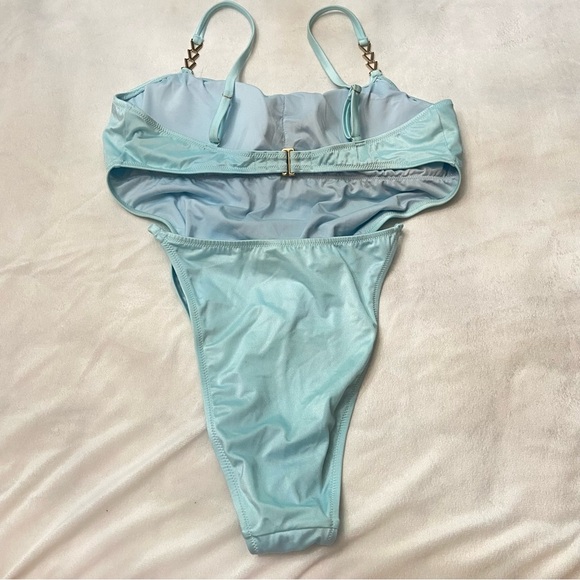 New! Victoria's Secret Sea Foam Chain Strap High-Leg Swimsuit 3703 - Picture 5 of 8